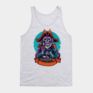 Skull Pirates Illustration Tank Top